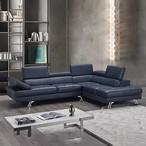 Caradel Robinson 4 Seater RHS L Shape Leatherette Sofa Set in Blue ...