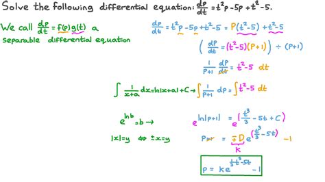 Question Video: Solving a First-Order Separable Differential Equation ...