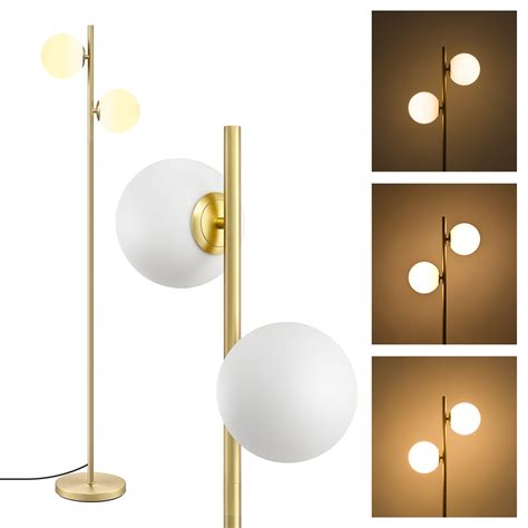Buy EDISHINE Modern Globe LED Floor Lamp, Dimmable Standing Lamp with 2 ...