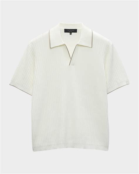 Rag & Bone Men's Harbor Ribbed Johnny Collar Polo Shirt | Neiman Marcus