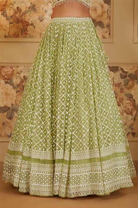 Buy Mint Green Organza Lehenga By Astha Narang | Deval Store
