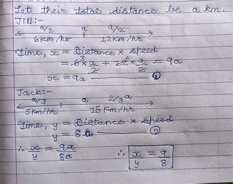 Jack and Jill exercise along the same route. Jill jogs the first half ...