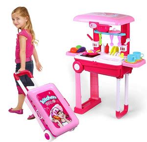 Wembley Kitchen Set with Suitcase Trolley Set Pretend to Play for Girls ...