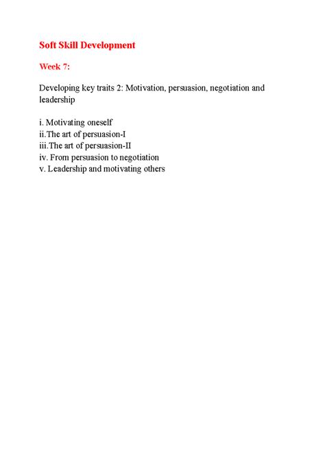 SSD-Week-7: Key Traits in Soft Skill Development - Motivation ...