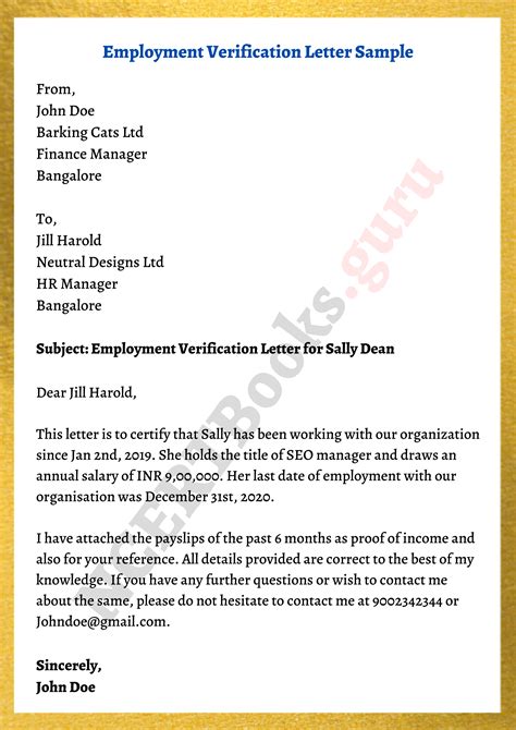 How To Write Verification Letter Of Employment - Design Talk
