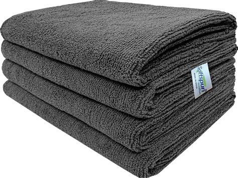 SOFTSPUN Microfiber Cloth 40x60 Cms, 4 Piece Towel Set, 340 GSM (Grey ...