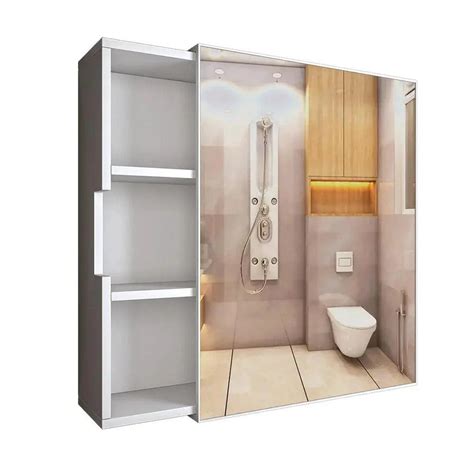 Luxurious Classic Wooden Bathroom Cabinet Mirror with 3 Open Shelves w ...