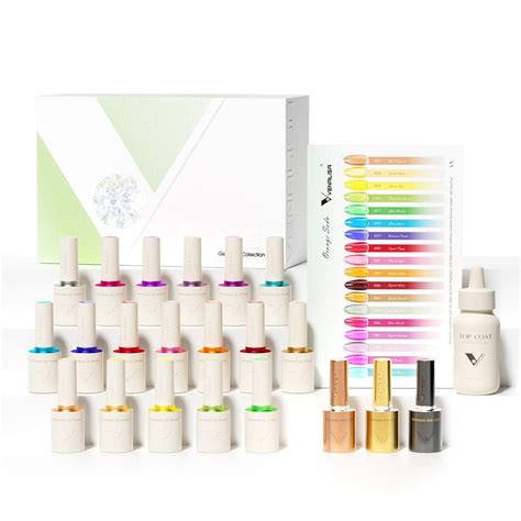 Venalisa V5 Semi-Transparent Gel Polish Set – 22 Pcs Kit with Color Ca ...