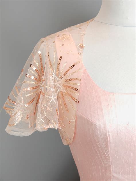 Pink Celestial Wedding Dress in Silk & Copper Sequin Lace