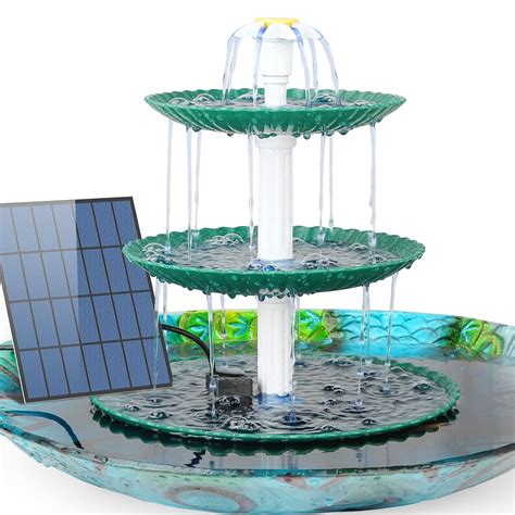 3-Tier Solar Water Fountain for Outdoor, Small Waterfall Feature for ...