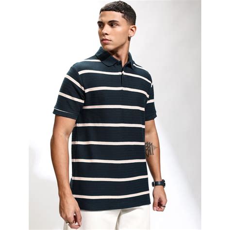 Buy HIGHLANDER Men Navy Blue Short Sleeve Relaxed Polo T-Shirt Online