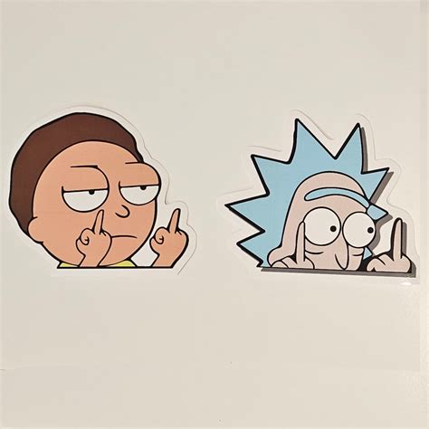 1pcs of Rick and 1pcs of Morty Middle Finger Funny Vinyl 5" Stickers ...