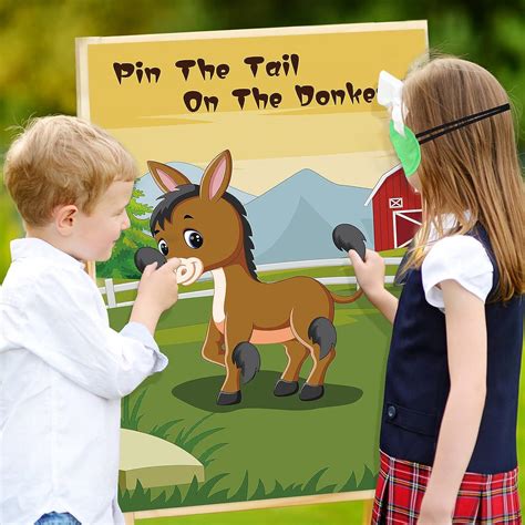 Waenerec Pin The Tail on The Donkey Game with 48 Tails Stickers - Kids ...