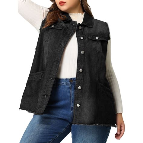 Plus Size Jacket Denim Vest