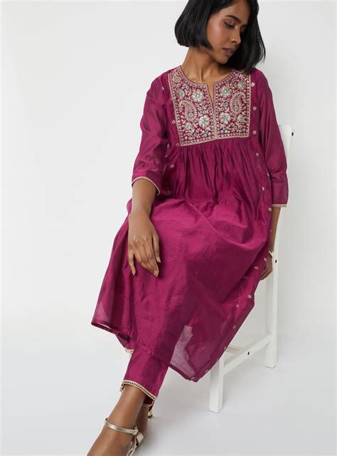 Buy Women Embroidered A-line Kurta Set Online at just Rs. 1899.0 ...