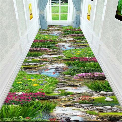 3D Corridor Green Garden Path Long Carpet Living Room ration Home Aisle ...