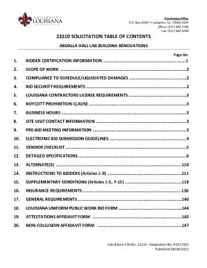 Fillable Online 23210 SOLICITATION TABLE OF CONTENTS Fax Email Print ...