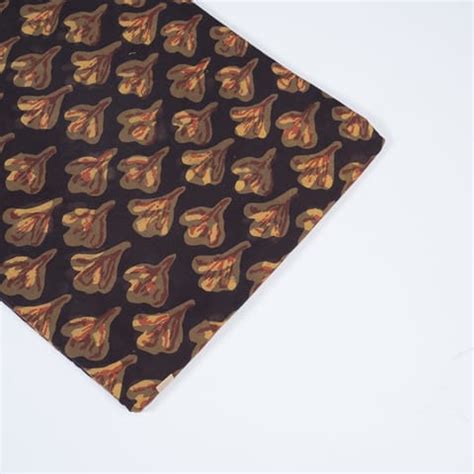 Premium Dark Brown Colour Cotton Print Fabric for Designers | FabCouture