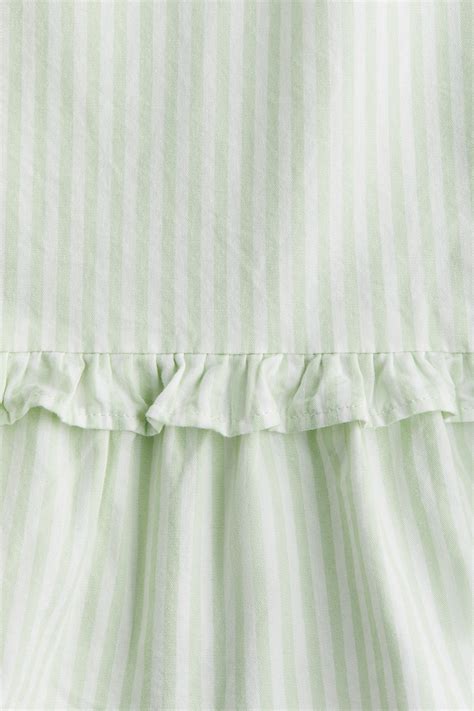 Cotton peplum top - Light green/Striped - Kids | H&M IN
