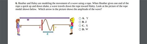 Heather and Haley are modeling the movement of a wave using a rope ...