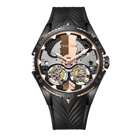Peacock Dual Tourbillon Plume Monarch Watch 45.5mm – Peacock Watches