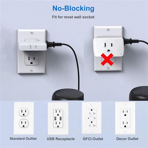 6 Pack 3 Way Flat Wall Outlet Extenders, Mini Flat Australia | Ubuy