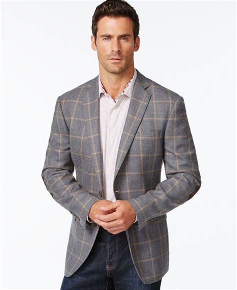 Tallia Vista Gray Windowpane Slim- Fit Wool Sport Coat - Blazers ...