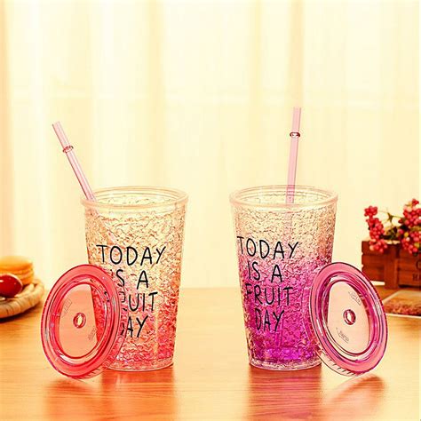 Buy KK Vintage Smoothie Plastic Drink Cup Iced Coffee Juice with Straw ...