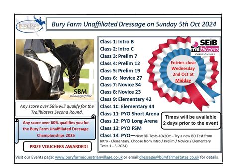 Unaffiliated Dressage at Bury Farm, Saturday 5th October 2024, Bury ...