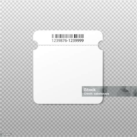 Blank Isolated Ticket Template With Rounded Square Shape And Barcode ...