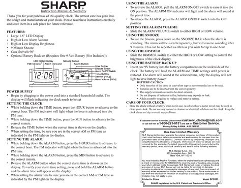 Image result for Sharp Clock SPC364 Manual