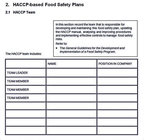HACCP Plan Examples 的图像结果