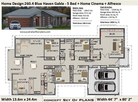 5 Bedroom House Plans Australia | 260.4 M2 or 2800 Sq. Feet | 5 Bedroom ...