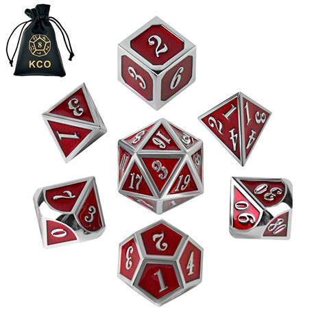 D&D Metal Dice Set Enamel dice 7 Die Polyhedral Dice Set DND Dice Role ...
