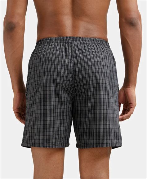 Buy Super Combed Mercerized Cotton Woven Checkered Boxer Shorts with ...