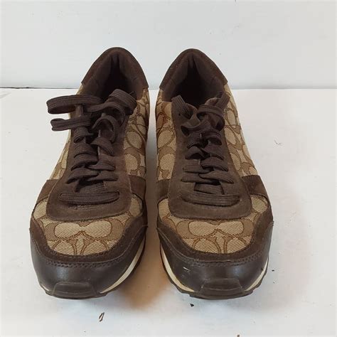 COACH Mason Jacquard Brown Tennis Shoes Sneakers Wome… - Gem