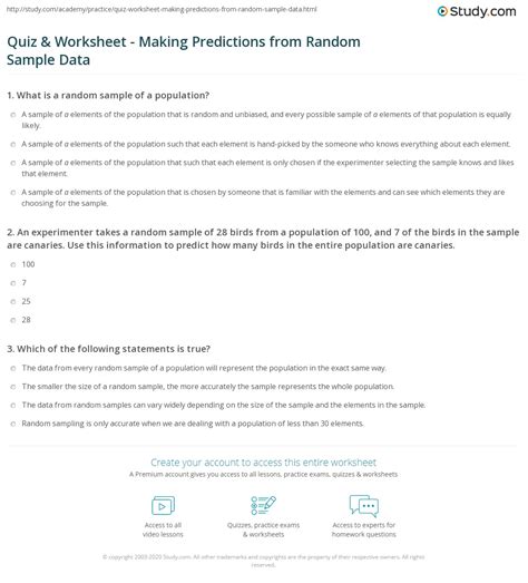 Image result for Random Sample Worksheet