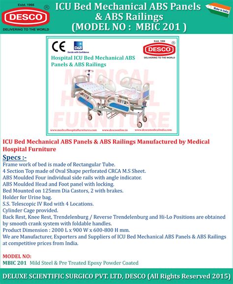 ICU Mechanical Bed with ABS Panel and Railing Manufacturer and Supplier ...