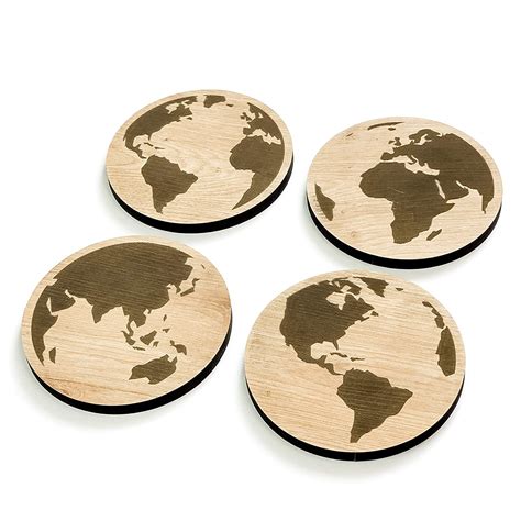 Townside Wooden Coasters (Set of 4), Planet Earth, Premium Tableware ...
