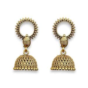 Buy AccessHer Traditional Oxidised Golden Jhumka Earrings | Afghani ...