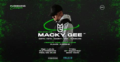 KLUBS POSEIDONS: MACKY GEE, Poseidons, Riga, 19 September 2025 | AllEvents