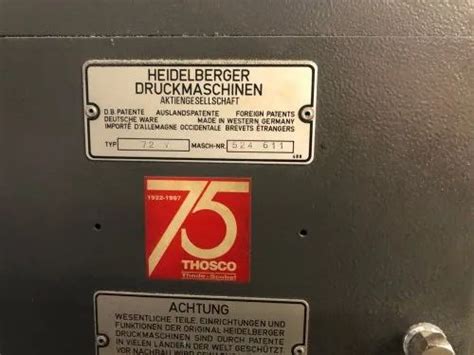 Offset Printing Machines - HEIDELBERG SM-72 F 1994 535... Good Running ...