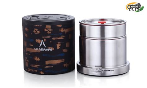 Atlasware Stainless Steel Abstract Gold Lunch box 725ml (2 Container ...