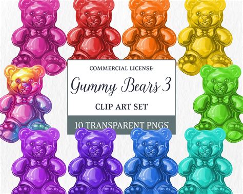 Gummy Bear Clipart Instant Download Gummy Bears Png Rainbow Clipart ...