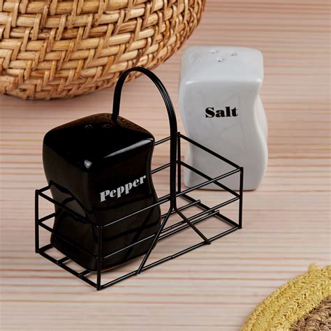 Buy Kookee Ceramic Salt and Pepper Shakers Set with Tray for Dining ...