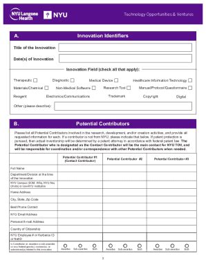 Fillable Online med nyu NYU Innovation Disclosure Form Fax Email Print ...