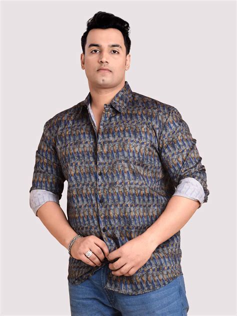 Buy Symetric Flowers Printed Full Sleeve Men's Plus Size Online - Guniaa