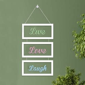 Art Street Set of 3 Framed MDF Wall Plaque Live Love Laugh Plaque for ...