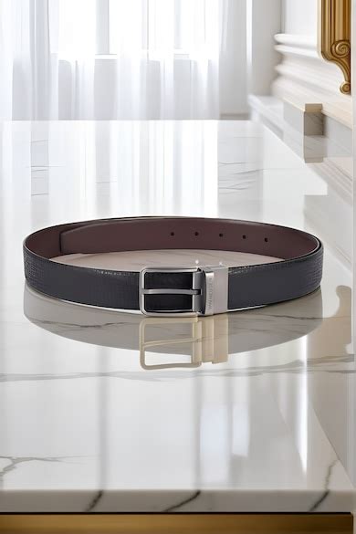Buy Men Black Textured Formal Belt Online - 39736803 | Van Heusen