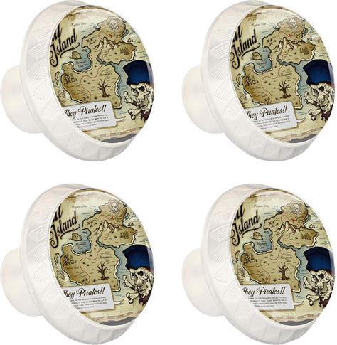 Buy Skull Island Treasure Map Cabinet Knobs Set of 41.18 Inch Drawer ...